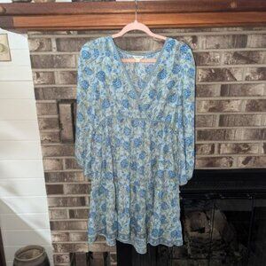 Max Studio London Blue Floral Dress Size L